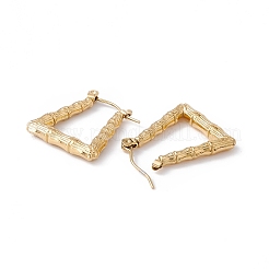 イオンプレーティング（IP）304ステンレススチール台形竹フープピアス女性用  ゴールドカラー  22.5x19.5x3.5mm  ピン：0.7mm&nbsp;EJEW-G314-07G