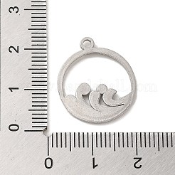 変色しない304ステンレススチールペンダント  波のリングチャーム  ステンレス鋼色  21x1.5mm  穴：1.6mm&nbsp;STAS-R223-15