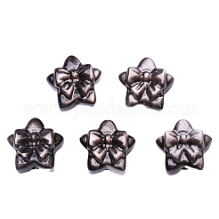 天然銀黒曜石ビーズ  蝶結びビーズの付いた星  16.5x16.5x12mm&nbsp;PW-WGCCD10-01