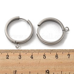 変色しにくい201ステンレススチール製ハギーフープピアス金具  垂直ループ付き  316サージカルステンレススチールイヤリングピン付き  リング  ステンレス鋼色  24x4mm  穴：2.7mm  ピン：1mm&nbsp;STAS-A167-01W-P