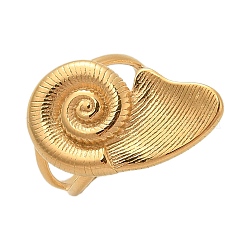 女性用カタツムリ 304 ステンレススチール オープンカフリング  18KGP本金メッキ  カタツムリ：23.5x16mm  調整可能&nbsp;RJEW-Q007-03G