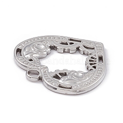 変色しない304ステンレススチールペンダント  ハートチャーム  ステンレス鋼色  24.5x25x1.5mm  穴：2.8mm&nbsp;STAS-B031-02P