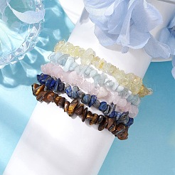 12 Constellation Natural Mixed Gemstone Chip Beaded Stretch Bracelets Sets for Women Men&nbsp;BJEW-JB10264-04