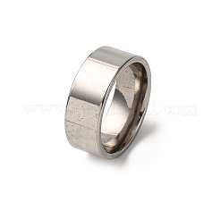201ステンレススチールワイドバンド指輪  PVD真空メッキ  長持ちメッキ  ステンレス鋼色  8mm  内径：18mm&nbsp;RJEW-K252-02F-P