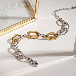 女性用304ステンレススチールアズキチェーンブレスレット  ハンマー  ゴールデン·ステンレス鋼色  6-3/4インチ（17cm）&nbsp;BJEW-K279-02GP