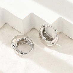 女性のための真鍮のフープピアス  オーバル  プラチナ  18x6mm&nbsp;LS-EJEW-U041-01P