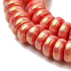 手作り樹脂粘土ビーズ連売り  グリッターパウダー付き  ロンデル  クリムゾン  7~7.5x3~3.5mm  穴：1.6mm  約116~118個/連  15.55~15.94''（39.5~40.5センチメートル）&nbsp;CLAY-H006-03H