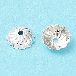 真鍮製ビーズキャップ  カドミウムフリー＆鉛フリー  花  925銀メッキ  10x10x2.5mm  穴：1.6mm&nbsp;KK-R149-14B-S