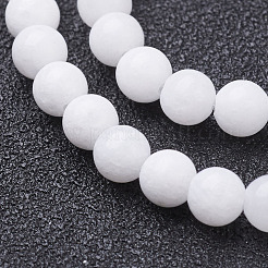 天然石ホワイトジェイドビーズ連売り  染め＆加熱  ラウンド  ホワイト  10mm  穴：1mm  約39個/連  15.5インチ&nbsp;GSR10mmC067