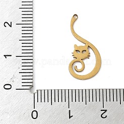 ステンレスペンダント201個  猫の形  ゴールドカラー  20x10x1mm  穴：1mm&nbsp;STAS-H480-06G
