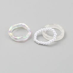 女性用アクリル指輪  ホワイト  3~5.5mm  米国サイズ6(16.5mm~18.1mm)&nbsp;RJEW-WH0031-04B
