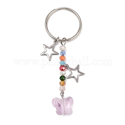 4Pcs Butterfly Glass Pendant Keychain&nbsp;KEYC-JKC01205