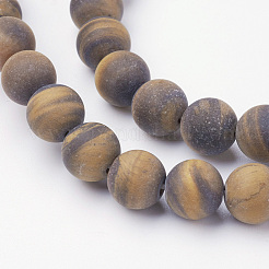 Natural Yellow Tiger Eye Bead Strands&nbsp;G-G735-65F-8mm-AB+