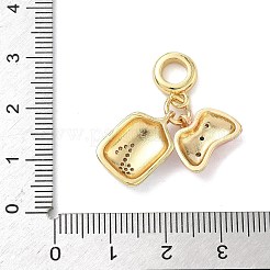 Brass Micro Pave Clear Cubic Zirconia European Dangle Charms&nbsp;KK-K368-35G