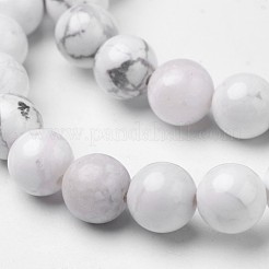 天然石ハウライトビーズ連売り  ラウンド  8mm  穴：1mm  約47個/連  15.4インチ&nbsp;G-D809-10-8mm