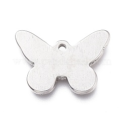 変色しない304ステンレススチールペンダント  蝶  ステンレス鋼色  11x16x1.5mm  穴：1mm&nbsp;X-STAS-Z008-18