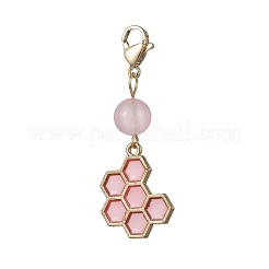 Bee & Honeycomb & Flower Alloy Enamel Pendant Decorations&nbsp;HJEW-JM01600-02