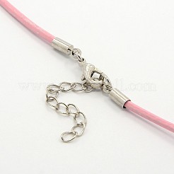 レザーコードネックレス作り  真鍮カニカンと真鍮テールチェーン付き  ミックスカラー  18~18.5インチ&nbsp;X-MAK-F002-M