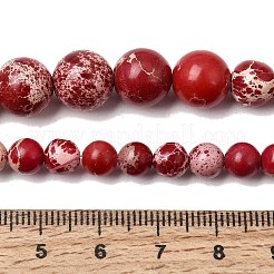 ナチュラルインペリアルジャスパーグラデーション連売り  染め  スムーズなラウンド  レッド  6~10.6mm  穴：1mm  約55個/連  15.75''（40センチメートル）&nbsp;G-A323-C03-01B