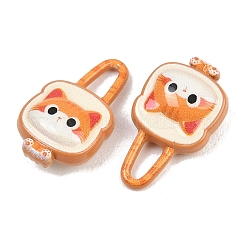 合金ペンダント  猫の形をしたトーストのチャーム  焼き付け塗料  オレンジ  20x12x6mm  穴：3mm&nbsp;FIND-E055-04A