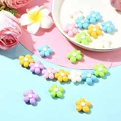不透明なアクリルビーズ  花  ミックスカラー  21x19.5x8mm  穴：2mm  20個。&nbsp;OACR-CJC0009-06