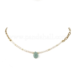 Natural Amazonite Teardrop Pendant Necklaces&nbsp;NJEW-JN06438