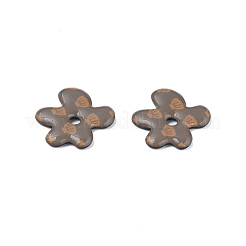 印刷されたアクリルカボション  貝殻模様の花  ロージーブラウン  29.5x30.5x4.5mm&nbsp;KY-N015-206-A02