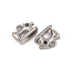 304ステンレススチールラインストーンチャーム  ミシン  ステンレス鋼色  9.5x12.5x5mm  穴：1.4mm&nbsp;STAS-B167-16P