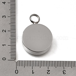 304ステンレスペンダント  フラットラウンドのチャーム  空白タグのスタンプ  艶出し  ステンレス鋼色  26x19x7mm  穴：5mm&nbsp;SA-CBAA2E4-02P