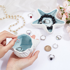 2Pcs 2 Style Ocean-themed Ceramic Jewelry Plate&nbsp;AJEW-NB0005-67