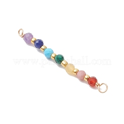 Chakra Natural Malachite & Yellow Opal & Amethyst & Carnelian & Lapis Lazuli & Rhodonite & Apatite Faceted Round Beaded Connector Charms&nbsp;PALLOY-JF04565-03