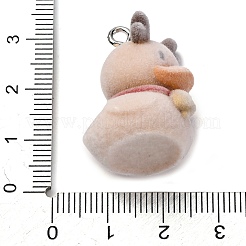フロッキー樹脂ペンダント  アヒル  プラチナ鉄ループ付き  キャメル  28x20x23mm  穴：2mm&nbsp;FIND-S001-14G