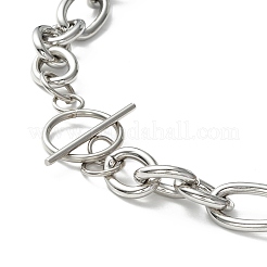 Non-Tarnish 304 Stainless Steel Figaro Chain Necklace with Toggle Clasp for Men Women&nbsp;STAS-P300-01P