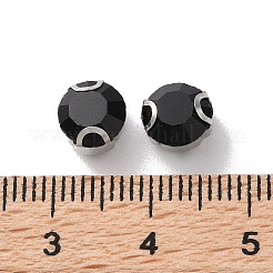 ラインストーンを丸く縫い付ける  マルチ連リンク  ガラスラインストーン  ステンレススチールの爪留め  衣料品アクセサリー  多面カット  ブラック  7x5.5mm  穴：0.9mm&nbsp;RGLA-L028-10E-02