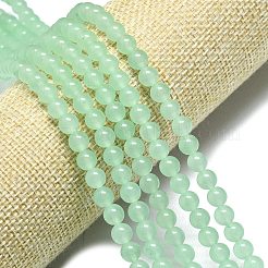 天然石マレーシアジェイドビーズ連売り  染め＆加熱  ラウンド  薄緑  4~4.5mm  穴：0.8mm  約85~88個/連  14.57~14.96インチ（37~38cm）&nbsp;G-L645-C01-4mm-12