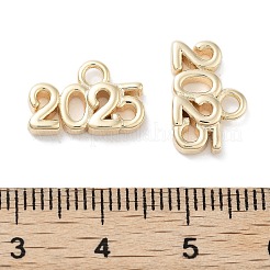 真鍮製チャーム  カドミウムフリー＆ニッケルフリー＆鉛フリー  数2025  18KGP本金メッキ  9x14x3mm  穴：2mm&nbsp;KK-C077-03G