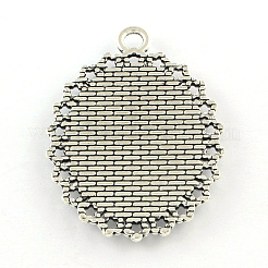 Tibetan Style Oval Alloy Pendant Cabochon Settings&nbsp;TIBEP-Q045-007AS-RS