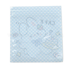 正方形のプラスチック製再封可能な袋  漫画の動物の模様と  トップセルフシールパウチ  兎  10.9x10x0.15cm  片側の厚さ：2.5ミル（0.065mm）&nbsp;OPP-K001-04B