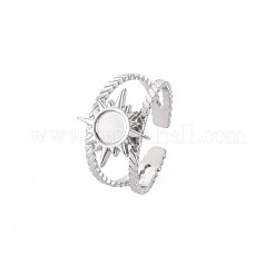 201 Stainless Steel Open Cuff Finger Ring Enamel Settings&nbsp;STAS-S119-159B-P