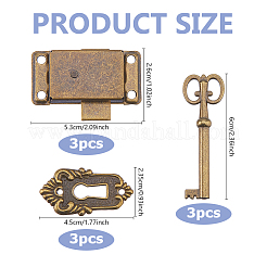 3 Bags Vintage Alloy Surface Mounted Cabinet Lock Kit Sets&nbsp;CABI-DC0001-01