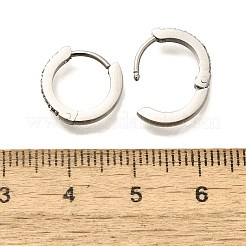 304 ステンレススチール マイクロパヴェ キュービックジルコニア ハギーフープ イヤリング  316ステンレススチールピン付き  リング  ステンレス鋼色  13x2mm&nbsp;EJEW-C096-01I-P