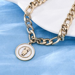 304 Stainless Steel Flat Round with Girl Charm Bracelets&nbsp;BJEW-A036-13G-01
