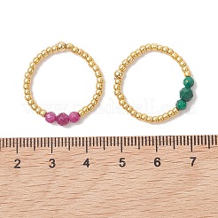 Adjustable Natural Gemstone Finger Rings&nbsp;RJEW-JR01013