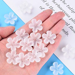 透明なアクリルビーズ  艶消し  花  ホワイト  22x23x6.5mm  穴：1.6mm  約378個/500g&nbsp;MACR-S373-116-D01