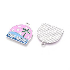 合金エナメルスポーツペンダント  ピクルボールのチャーム（単語「one more」付き）  プラチナ  26x25x1mm  穴：2mm&nbsp;ENAM-T022-70P