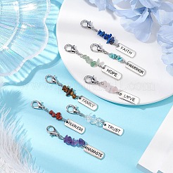 8Pcs 8 Styles Alloy Rectangle with Inspirational Word Pendant Decoration&nbsp;HJEW-JM02376