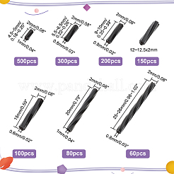 1390個、7種類のスタイル、不透明色のガラスツイストビューグルビーズ  丸い穴  ブラック  4.5~26x2mm  穴：0.6~1mm&nbsp;GLAA-PH0002-68