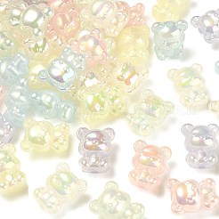 60 個 6 色 UV メッキレインボー虹色アクリルビーズ  クマ  ミックスカラー  21x17.3x13mm  穴：2.7mm  10個/カラー&nbsp;PACR-CJ0001-22