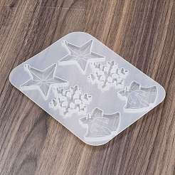 クリスマスシリコンモールド  ペンダント型  ジェッソ樹脂鋳造金型  ホワイト  スター  158x125x5.5mm  穴：2.5mm  内径: 56x55mm & 53x42mm & 40x53mm&nbsp;DIY-K073-50B