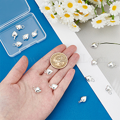 真鍮製ペンダント14個  ハートチャーム  丸カン付き  プラチナ  12x9.5x5mm  穴：4mm&nbsp;KK-PH0014-71